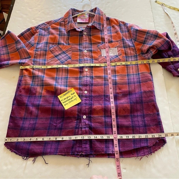 Elton John Flannel Shirt Unisex Large XL Ombre Toe Dye Handmade One Of A Kind - Picture 3 of 11